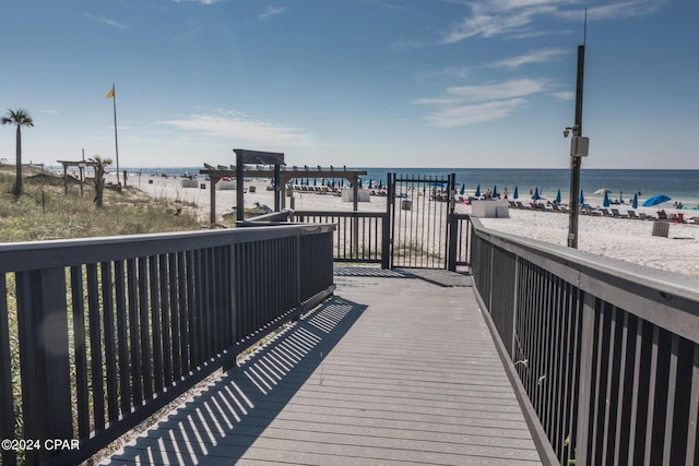 view of community featuring a view of the beach and a water view