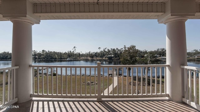 balcony with a water view