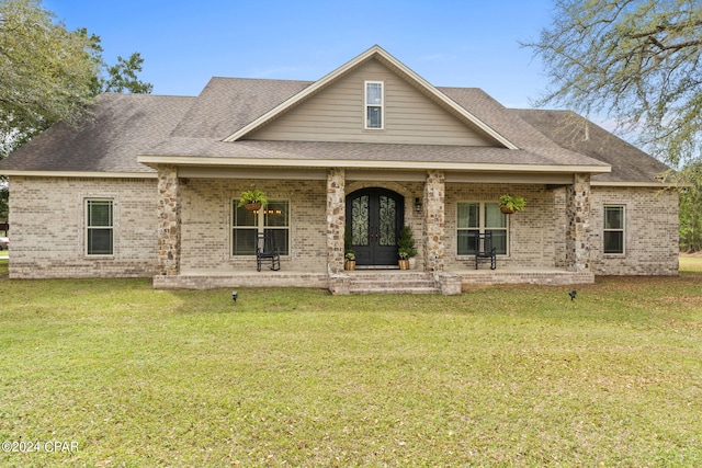 view of front of home with a front yard