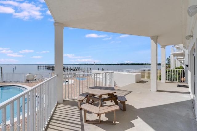 balcony with a water view