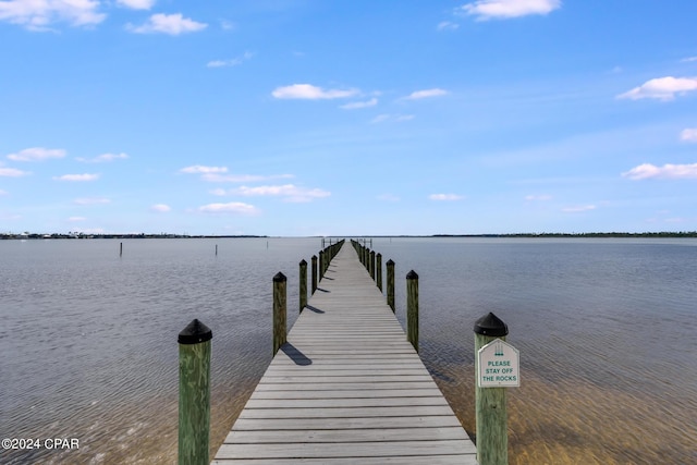 view of dock featuring a water view