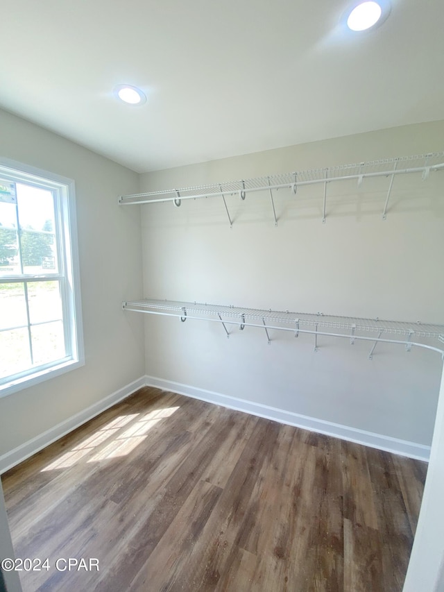 spacious closet with wood finished floors