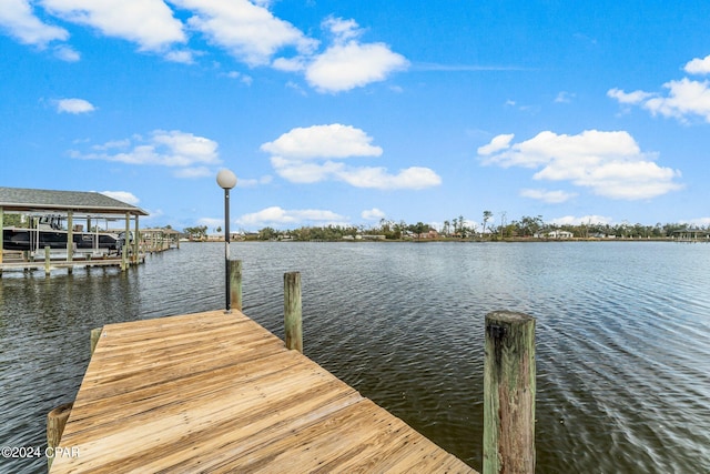 view of dock featuring a water view