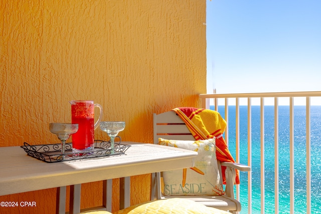 balcony with a water view