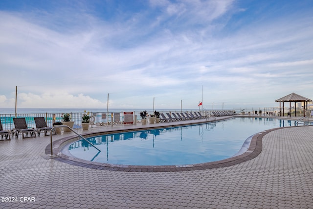 view of pool featuring a gazebo