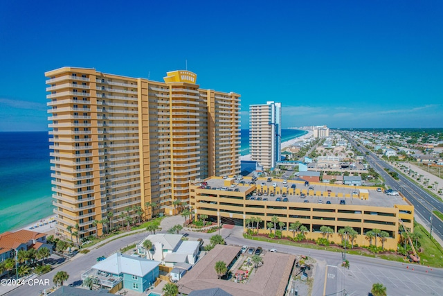 exterior space with a water view