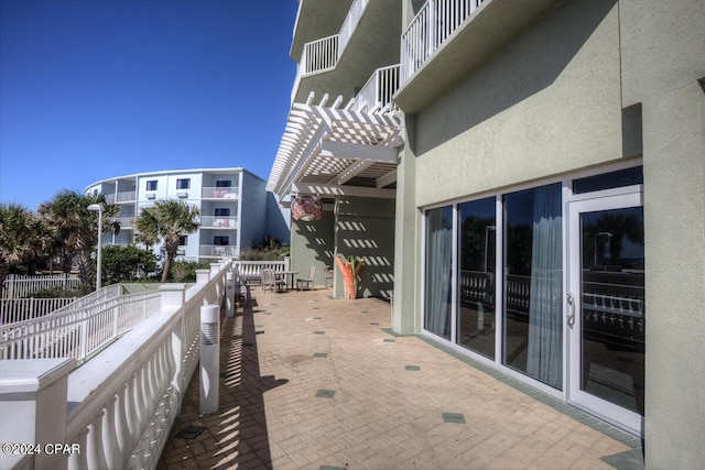 exterior space featuring a pergola