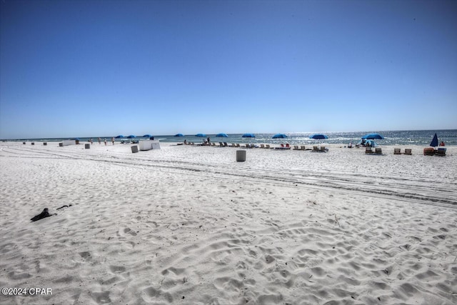 view of water feature with a view of the beach