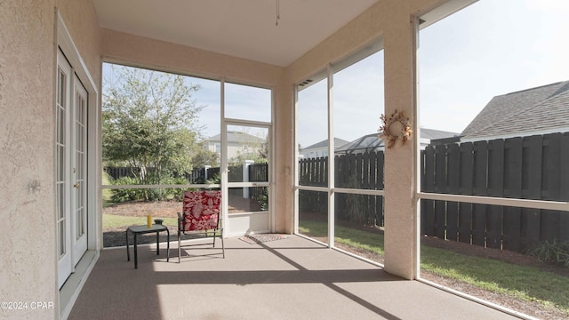 view of unfurnished sunroom