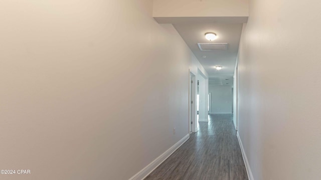 hall with dark wood-type flooring