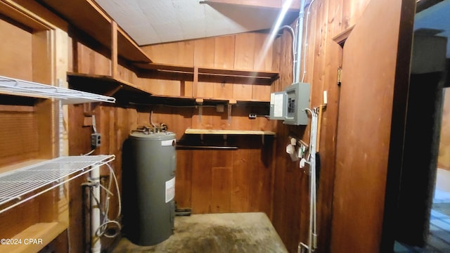 utility room with electric water heater