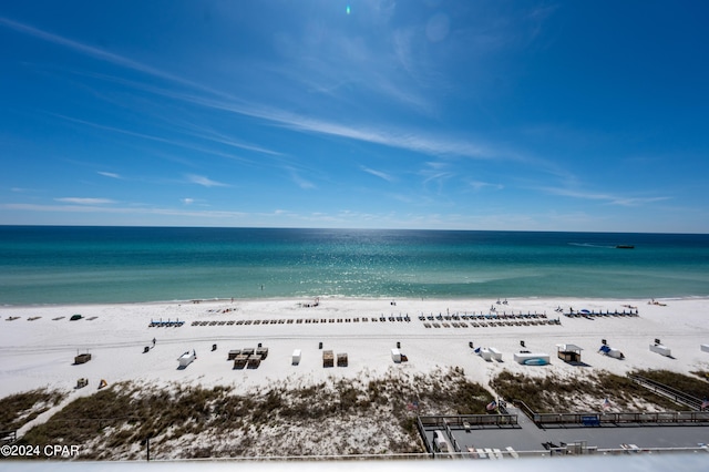 property view of water featuring a view of the beach