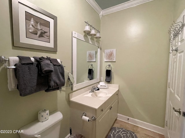 living room with ornamental molding and light tile patterned floors