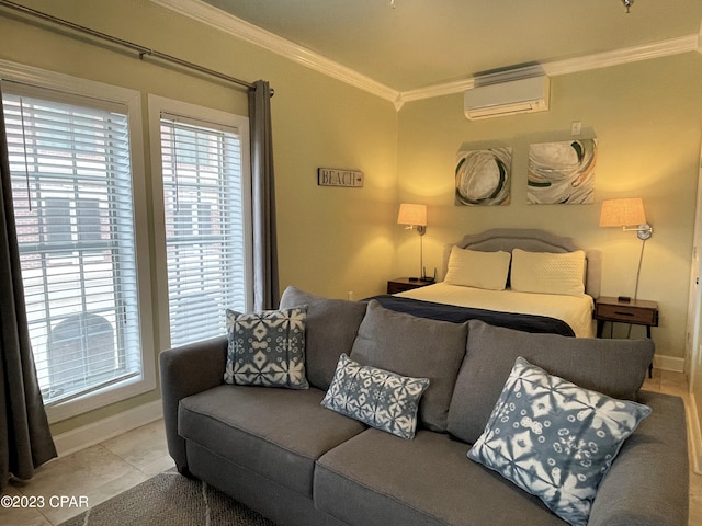 bedroom featuring light tile patterned flooring