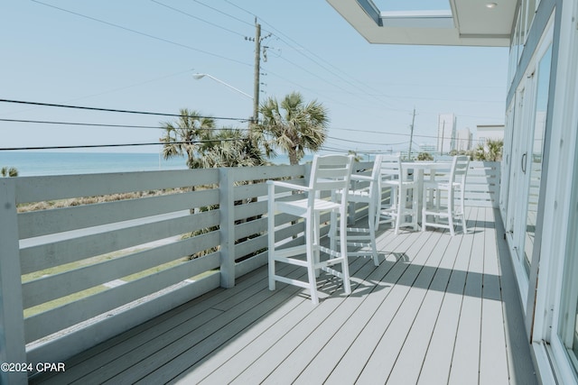 deck with a water view