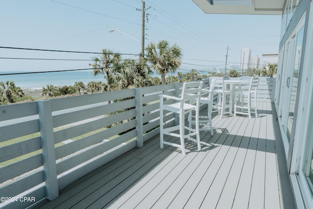 deck with a water view