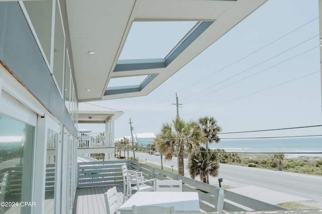 exterior space with a beach view