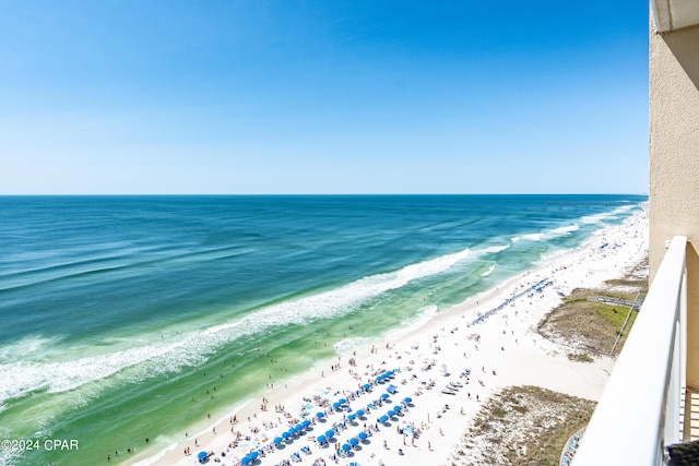 property view of water with a beach view