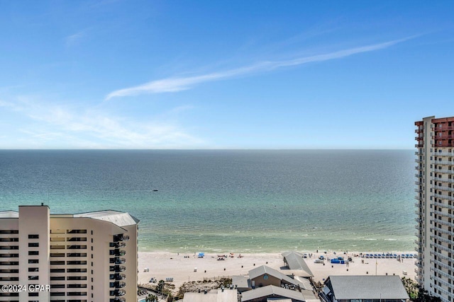 view of water feature featuring a beach view