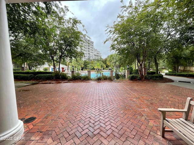 view of community featuring a patio