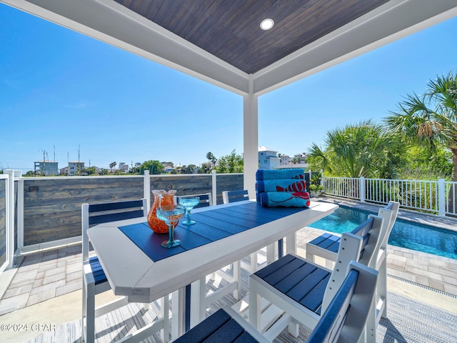 view of patio / terrace with a fenced in pool