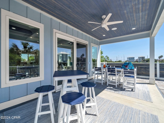 deck featuring ceiling fan