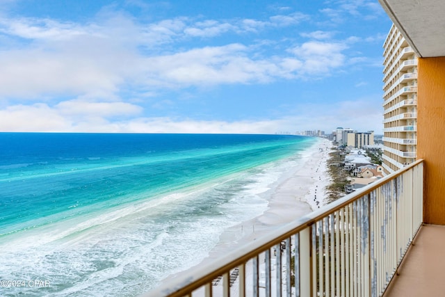 view of water feature with a view of the beach