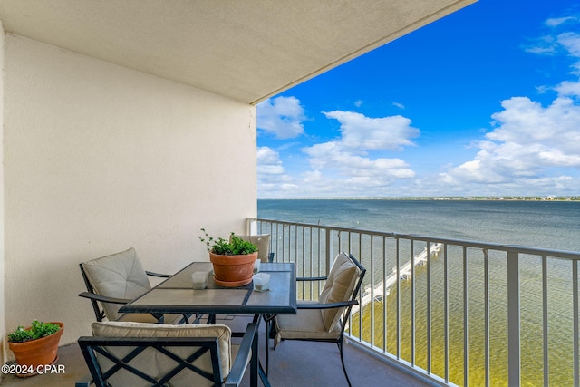 balcony with a water view