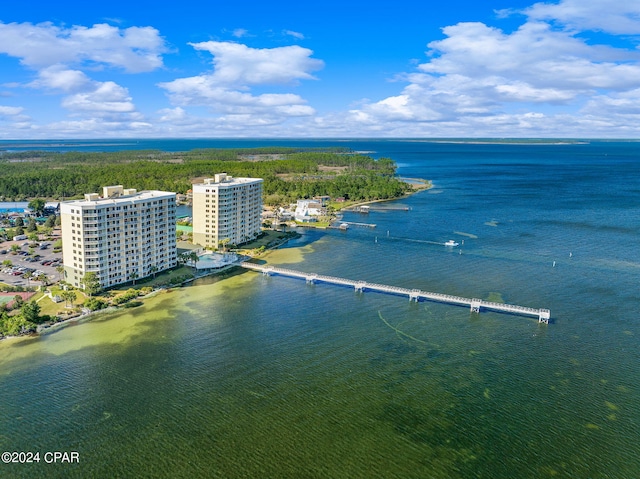 bird's eye view featuring a water view