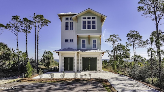 view of front of property with a garage