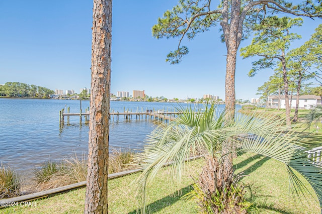 view of water feature featuring a dock