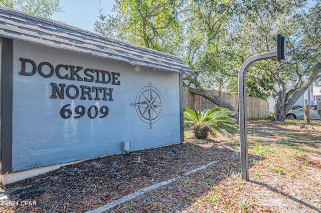 view of community sign