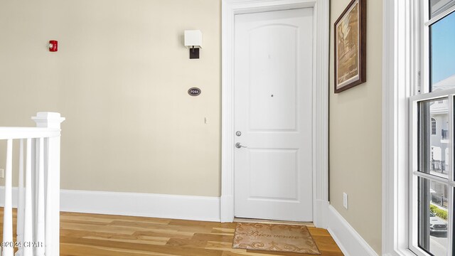 doorway to outside featuring hardwood / wood-style floors