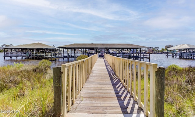 view of dock featuring a water view