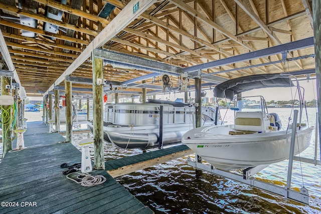 dock area featuring a water view