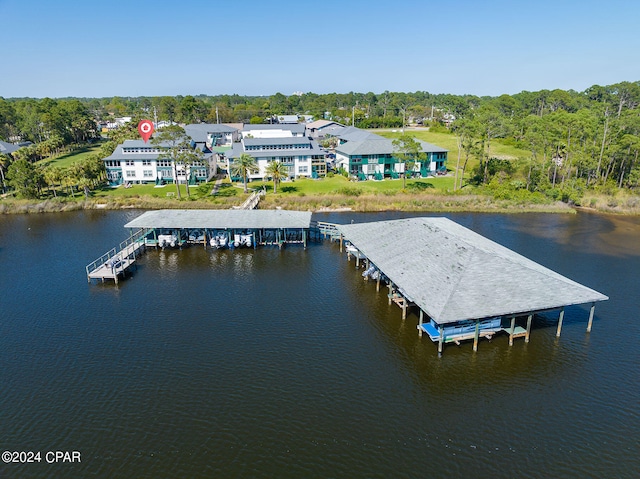 dock area featuring a water view