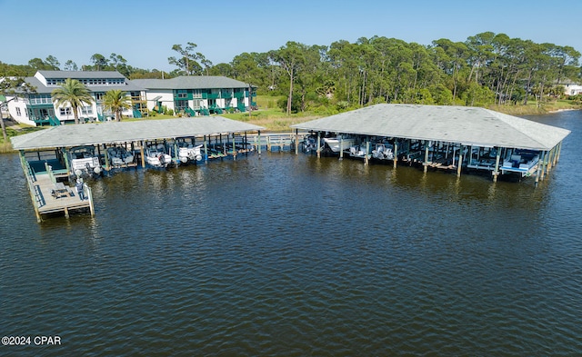 view of dock featuring a water view