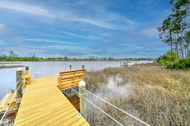 dock area featuring a water view