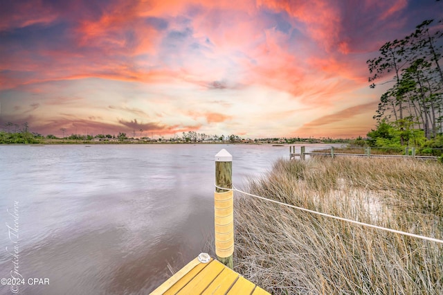 view of dock featuring a water view