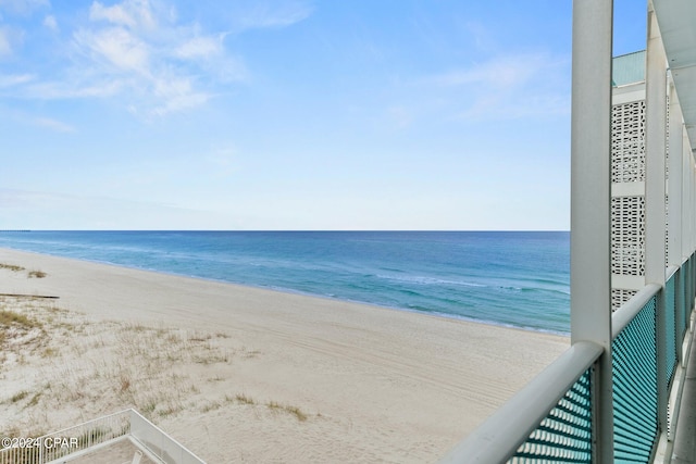 view of water feature with a view of the beach