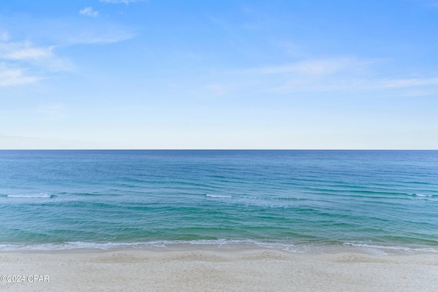 view of water feature with a beach view