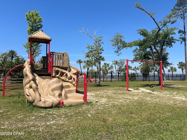 view of play area with a lawn