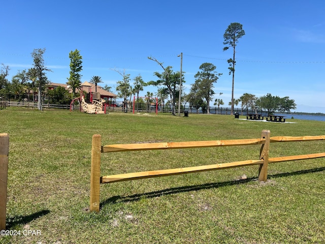 view of yard featuring a playground