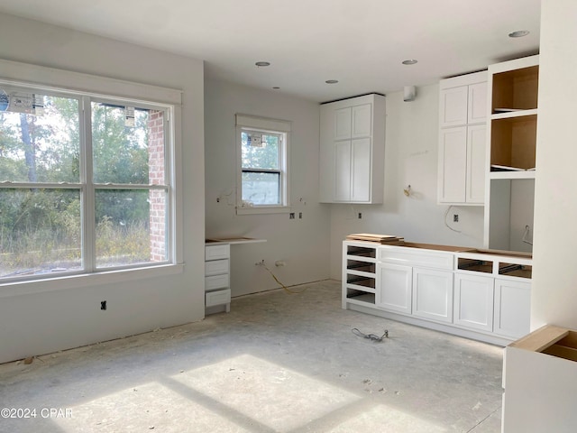 kitchen with white cabinets