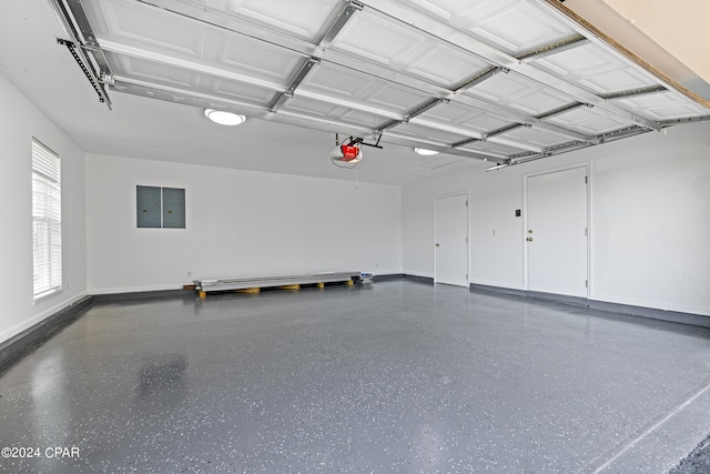 garage with a garage door opener