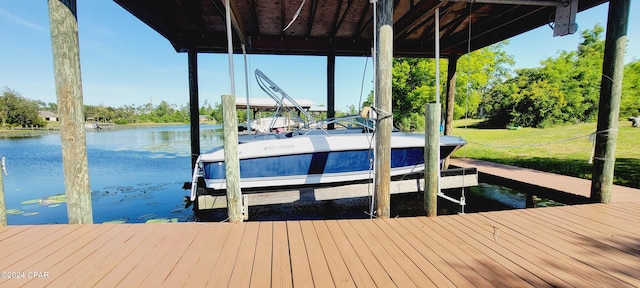 view of dock featuring a water view