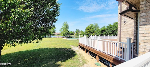 view of yard featuring a deck