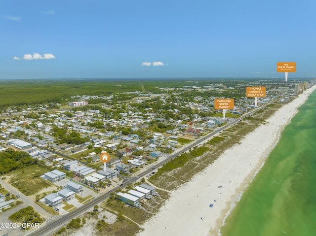 bird's eye view with a view of the beach