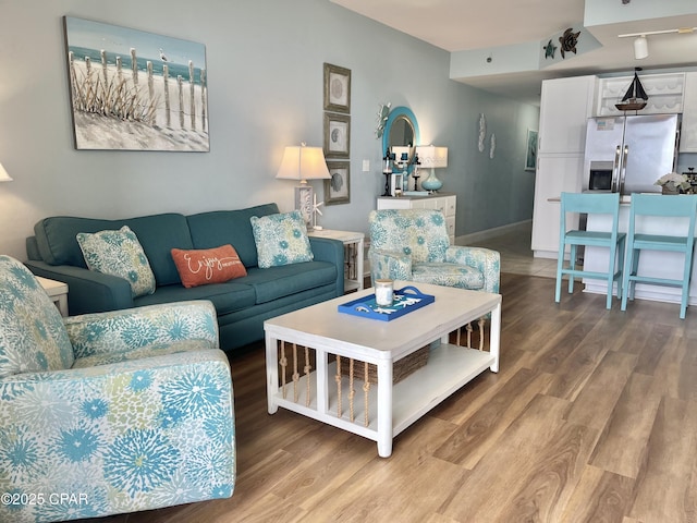 living room with hardwood / wood-style floors