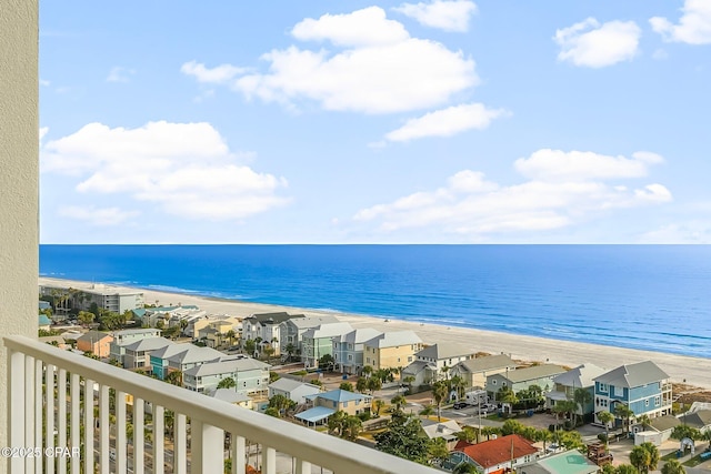 property view of water featuring a view of the beach